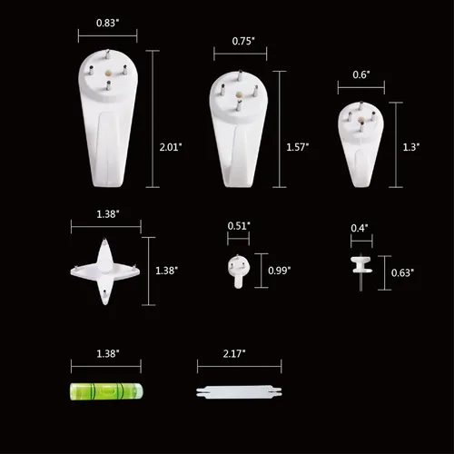 Miniatura 2 de Kit para colgar cuadros, ganchos de pared sin daños para marco, 68 clavos invisibles para hormigón, pared dura y pared de cemento (mezcla)