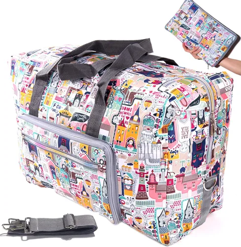 Bolsa de viaje plegable grande para las mujeres del hospital bolso lindo floral bolso de hombro semanal durante la noche llevar en la bolsa de