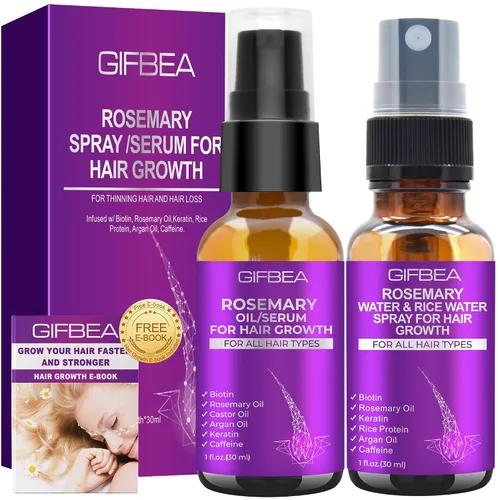 Aceite de romero suero para el crecimiento del cabello con agua de romero y agua de arroz en aerosol para el crecimiento del cabello, aceite de
