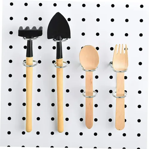 Miniatura 3 de OSALADI 5 piezas de gancho para tablero de clavijas, soporte de metal, organizador de utensilios de cocina, alicates, ganchos para colgar tablero