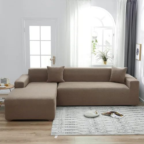 Miniatura 13 de ele ELEOPTION - 2 piezas de fundas de sofá seccional de 3 plazas para sofás con cojines, funda elástica en forma de L para sala de estar, funda