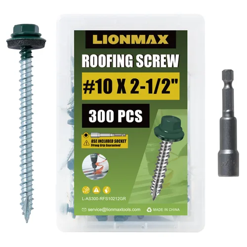 Miniatura 16 de LIONMAX 300 piezas de tornillos para techos de metal #10 × 1 pulgada, revestimiento antioxidante, cabeza hexagonal, tornillo de chapa metálica