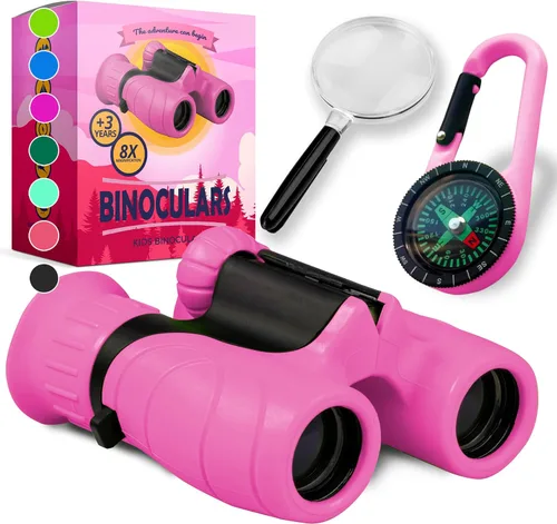 Miniatura 14 de Binoculares para niños – Juguete perfecto para niños pequeños y niñas – Juego extenso que incluye lupa y brújula – Potente aumento 8 x 21 – niños