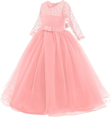 Miniatura 5 de Vestidos de punto de manga larga para niña pequeña, vestidos de princesa tutú de malla de encaje