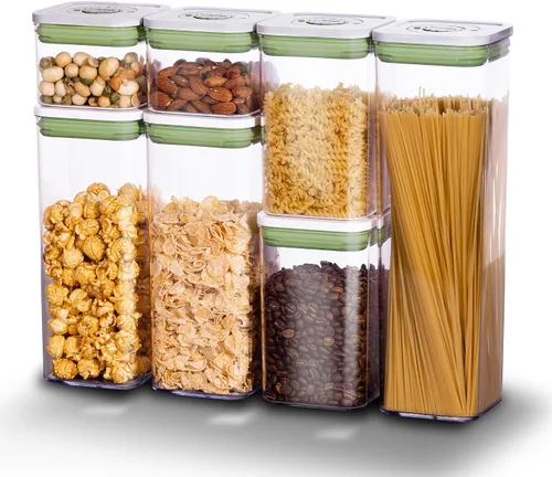 Miniatura 11 de linoroso Recipientes herméticos de almacenamiento de alimentos con tapas de grabación de tiempo, recipientes de almacenamiento de plástico apilables