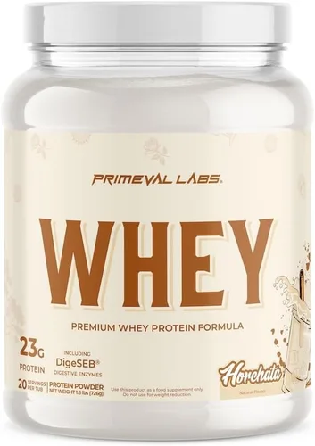 Primeval Labs Pure Whey Protein Concentrate | Crecimiento muscular y recuperación | Fórmula fácil de mezclar | Horchata | 20 porciones