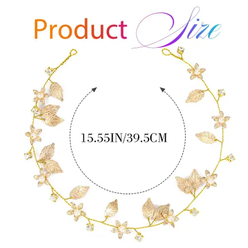 Miniatura 5 de Yean Diadema de novia para el pelo de la boda, accesorios de novia de hoja dorada para mujer