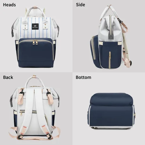 Miniatura 5 de Mochila azul para pañales para bebé, bolsa de viaje grande para niños y niñas, artículos esenciales para recién nacidos