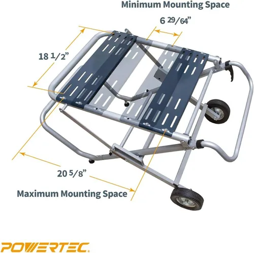 Miniatura 4 de POWERTEC MT4009 - Soporte para sierra de mesa plegable y POWERTEC MT4000 con ruedas de 8 pulgadas y tomas de corriente de 110 V, soportes