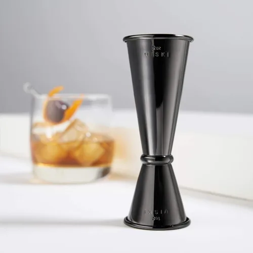 Miniatura 8 de Viski Jigger doble de estilo japonés para cócteles, kit de barra esencial, 1oz y 2oz con medidas interiores, acero inoxidable con acabado de Negro