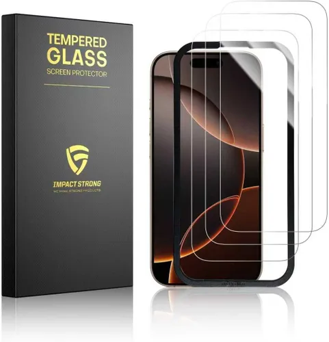 Miniatura 10 de ImpactStrong Paquete de 3 protectores de pantalla de vidrio templado inastillables para iPhone 17 Pro Max [marco de fácil instalación]
