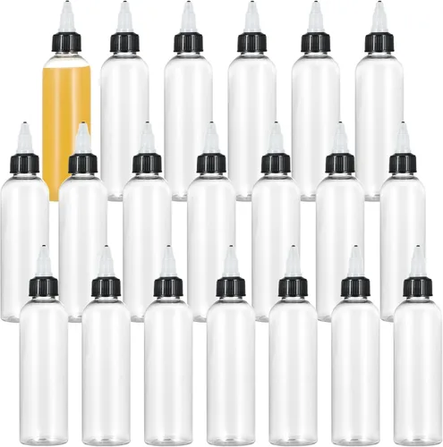 Miniatura 8 de 24 botellas dispensadoras transparentes de 2 onzas, botellas de plástico exprimibles con tapas giratorias para aceites, tintas y líquidos