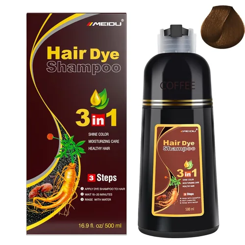 Miniatura 11 de IIIMEIDU Champú de tinte para cabello negro 3 en 1 para cabello gris, champú de ingredientes herbales para teñir el cabello negro para mujeres