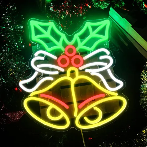 Miniatura 4 de Xuhal Letrero de neón de campana de Navidad, luces de neón de Navidad, señal LED iluminada por USB para decoración de pared, barra, sala de estar
