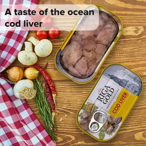Miniatura 6 de Riga Gold Hígado de bacalao en aceite propio 4.27 oz/ 121g de Islandia (paquete 6)