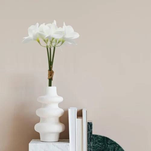 Miniatura 6 de Winterworm 3 piezas de flores artificiales de plumeria frangipani, 9 ramos de flores artificiales con tallos para el hogar, oficina, boda, Blanco