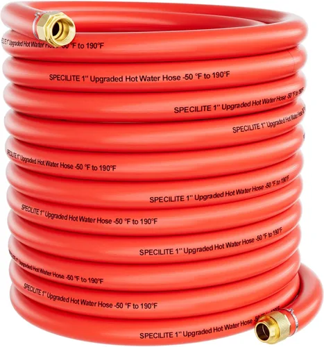 Miniatura 12 de SPECILITE Manguera de agua de jardín fría/caliente de 1 pulgada, 50 pies, -50 ℉ a 190 ℉, alto flujo de agua, flexible y ligera, tubo de goma
