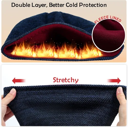 Miniatura 4 de Lvaiz - Gorro de invierno para hombre o mujer, con forro de vellón cálido, reversible, resistente al viento, gorro de punto unisex