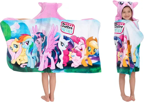 My Little Pony Toalla Envolvente con Capucha de Rizo de Algodón Suave para Baño/Piscina/Playa, 24 x 50 pulgadas, Por Franco Kids Mi pequeño poni