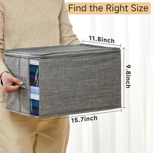Miniatura 2 de Contenedores de almacenamiento de ropa con marcos resistentes, caja organizadora de ropa de tela plegable para mudanza, cubo de almacenamiento
