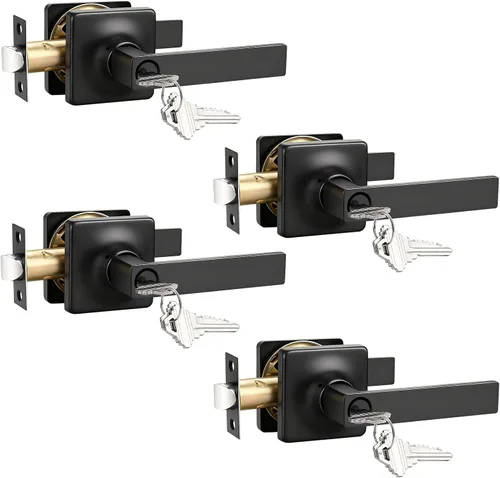 Miniatura 25 de GOBEKOR Paquete de 1 manija de paso, manijas de puerta negras para cerradura de puerta de armario, manija de puerta interior sin llave con cerradura