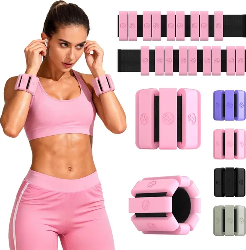 Miniatura 17 de Pesas de muñeca ajustables para mujeres y hombres, pesas de pierna para mujeres de 0.75lb-1lb-1.3lb cada una para caminar, yoga, danza, barre