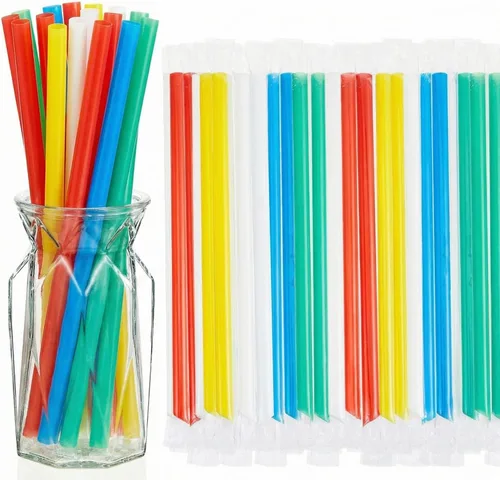 Tessco for you 600 piezas de 25 cm de pajitas jumbo para batidos a granel de 10 mm de plástico desechable con burbujas de té de boca ancha envueltas