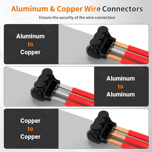 Miniatura 4 de Joinfworld Conector multigrifo aislado de 3 puertos 1/0-14AWG de aluminio a cobre, conectores de aluminio de entrada de un solo lado con hexagonal
