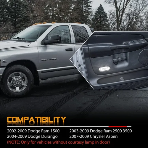 Miniatura 7 de Gempro Reflectores de panel de puerta LED para Dodge Ram 1500 2500 3500 Durango 2003-2009, Chrysler Aspen 2007-2009 Lámparas de puerta de cortesía