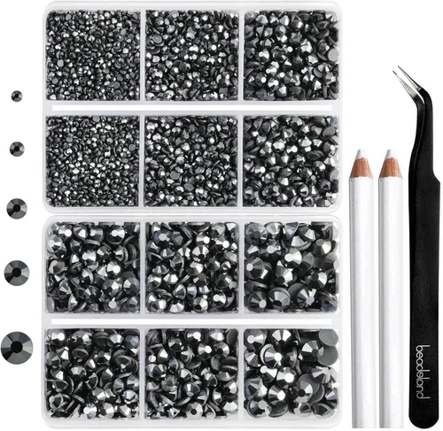 Miniatura 10 de 6736 piezas de diamantes de imitación Hotfix con parte trasera plana, diamantes de imitación rosa para manualidades y ropa, 5 tamaños mixtos, kit