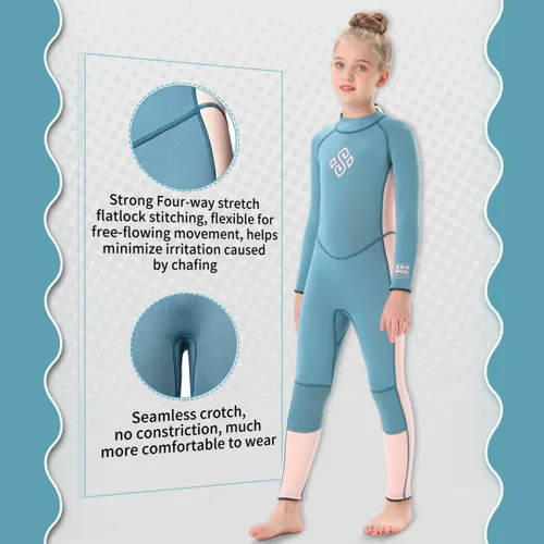 Miniatura 3 de Seaskin Traje de neopreno para niños para niños y niñas, 2 mm con cremallera frontal, trajes cortos de neopreno, 3 mm con cremallera trasera, traje