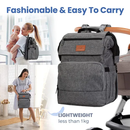 Miniatura 6 de PILLANI - Mochila grande para llevar pañales de bebé, para viajar, cambiador incluido, producto esencial para recién nacidos, artículos para mamá
