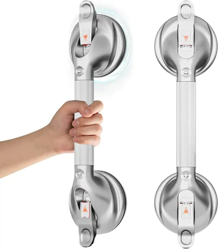 Miniatura 12 de DAILYLIFE Barras de agarre para bañeras y duchas, asas de ducha de 17 pulgadas con ventosa para ancianos, barra de agarre de seguridad para ducha
