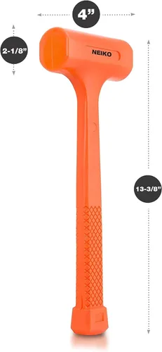 Miniatura 3 de NEIKO 02847A - Martillo de soplado muerto de 2 libras, naranja neón Cuerpo moldeado de una pieza Empuñadura a cuadros Resistente a chispas