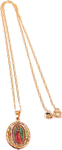Miniatura 6 de LESLIE BOULES Virgen de Guadalupe - Collar con medalla de 175 pulgadas de largo cadena chapada en oro Metal