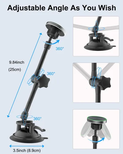 Miniatura 4 de Soporte magnético resistente para tableta, para parabrisas de tablero de camión, brazo largo, ventosa, soporte de automóvil para iPad Pro Air Mini