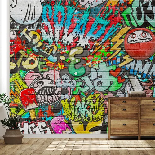 Miniatura 112 de SIGNFORD - Papel tapiz de colorido diseño de graffiti, removible para dormitorio o sala de estar, 100 x 144 pulgadas Graffitis-1911-m04