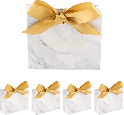 Miniatura 2 de Yoption 50 cajas de regalo de boda, pequeñas bolsas de regalo de agradecimiento, cajas de dulces con lazo dorado, boda, despedida de soltera, fiesta