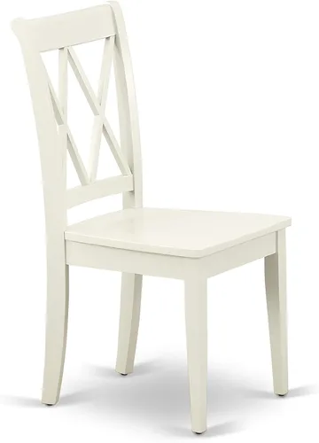 Miniatura 5 de East West Furniture CLC-LWH-W Clarksville - Sillas de comedor con respaldo cruzado doble, juego de 2, color blanco lino