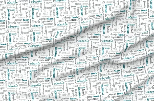 Miniatura 4 de Spoonflower Tela - Educate Inspire Gray Teal School Tipografía Educación Maestro Mentor Impreso en Tela de Gasa Fat Quarter - Costura Ropa de Moda