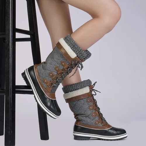 Miniatura 8 de DREAM PAIRS Botas de nieve de invierno impermeables a media pantorrilla para mujer
