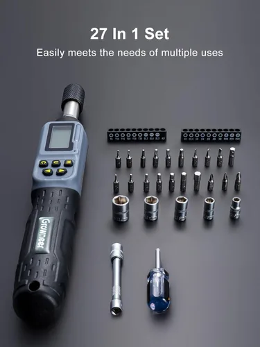 Miniatura 8 de GROWNEER Destornillador dinamométrico digital, 2.66-53.1 in-lb/0.3-6 Nm, destornillador de par de 1/4 pulgadas de pulgada de impulso, electricista