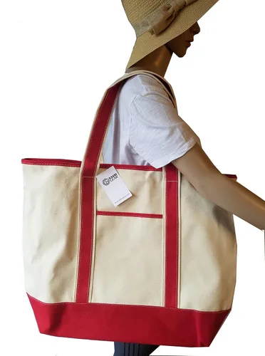 Miniatura 3 de Bolsa de lona resistente con doble costura para mayor durabilidad y equipo de playa, Rojo