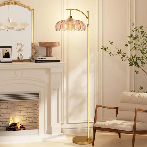 Miniatura 7 de AHDWDW Lámpara de Pie de Arco Dorado para Sala de Estar, Dormitorio, Lámparas de Pie Modernas Ajustables Únicas con Control Remoto, Lámpara de Pie