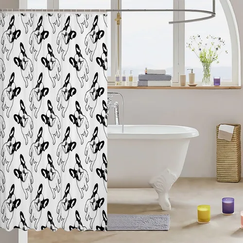 Miniatura 3 de Manfei Cortinas de ducha para niños con diseño de perros de dibujos animados, bonitas cortinas de baño para niñas y niños pequeños, cortinas