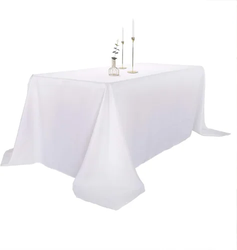 Miniatura 16 de Ascoza Paquete de 2 manteles rectangulares blancos de 60 x 84 pulgadas, tela de poliéster de 4 pies, para bodas, banquetes, restaurantes y fiestas