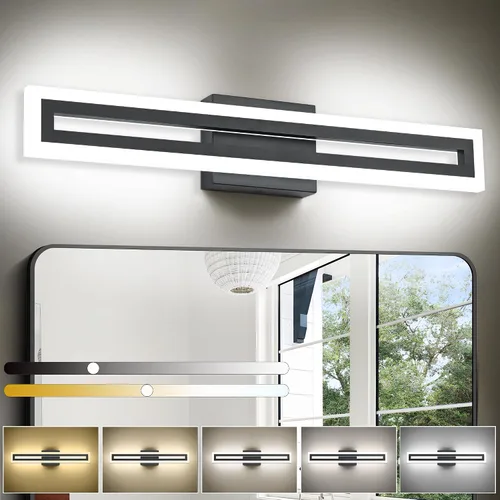 Miniatura 9 de SOLFART Luces de tocador de baño sobre espejo 14W 60 cm Luz de baño moderna negra 6000K ND