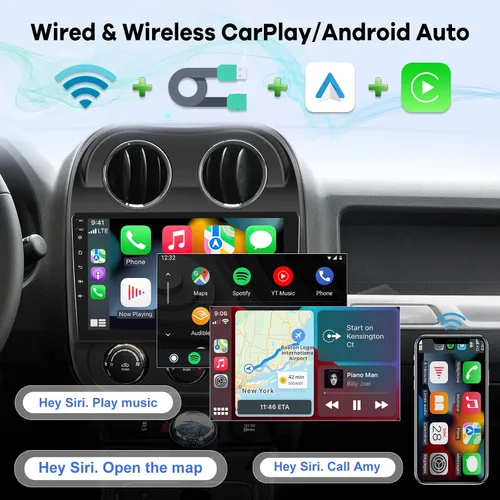 Miniatura 4 de [2G+32G] Radio de coche para Jeep Compass Patriot 2010-2016, 10.1 pulgadas Android 11 pantalla táctil estéreo, Carplay/Android Auto/Mirror