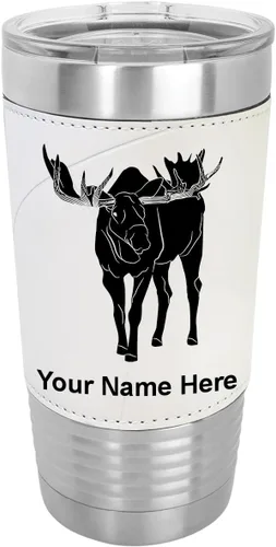 Miniatura 8 de LaserGram Vaso aislado al vacío de 20 onzas, alce, grabado personalizado incluido (piel sintética, estilo béisbol)