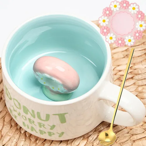 Miniatura 19 de Arawat Bonita taza de café de alpaca con interior de alpacas divertido estampado de alpaca, tazas de café de 11.8 fl oz con cuchara, tazas de té